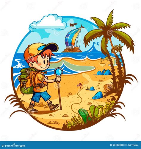 Geocaching Gps Device With Track To A Cross Cartoon Vector ...