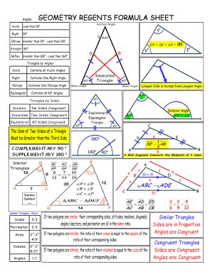 Fillable Online GEOMETRY REGENTS FORMULA SHEET Fax Email Print - pdfFiller