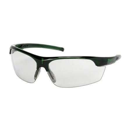 Pip Semi-Rimless Safety Glasses with Green Frame, Light Gray Lens and ...