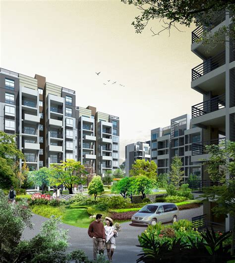 现代住宅小区3dmax 模型下载-光辉城市