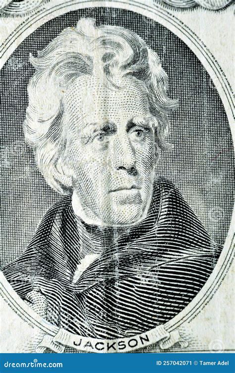 Portrait of President Andrew Jackson from the Obverse Side of an Old 20 ...