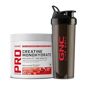 GNC Pro Performance Creatine Monohydrate with Black Shaker- 3000mg ...