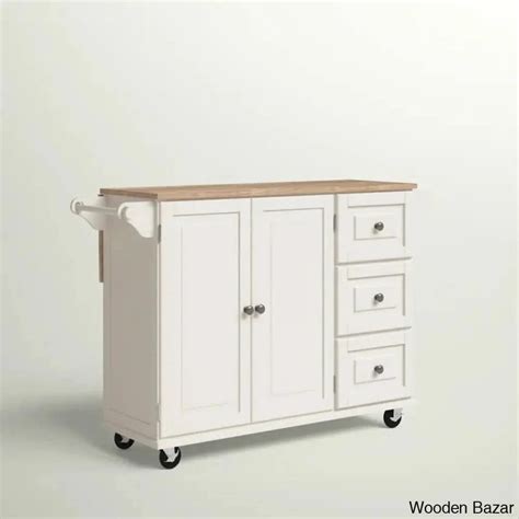 Arlonda Solid Wood Top Kitchen Cart Kitchen trolley cart cabinet kitch ...