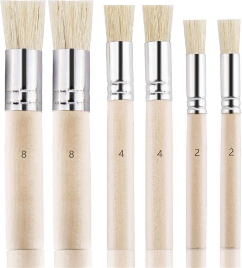 LUTER 6Pcs Wooden Stencil Brushes, Natural Bristle | Ubuy India