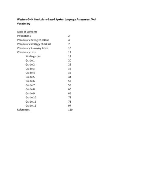Fillable Online Western-dhh Curriculum-based Spoken Language Assessment ...