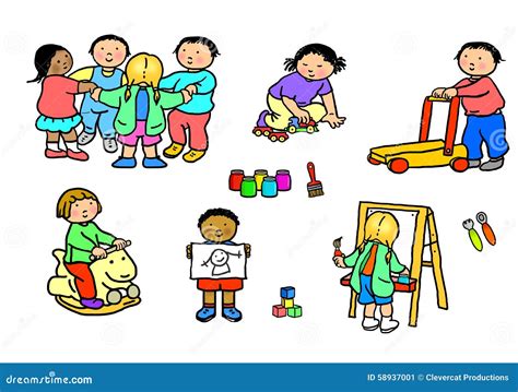 Playgroup Preschool Nursery Daycare Activities Stock Illustration ...