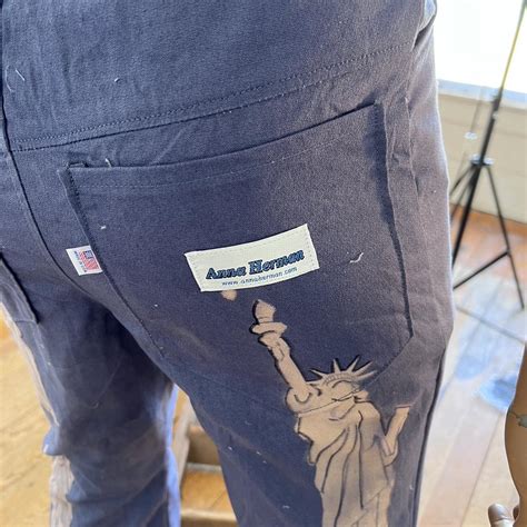 Men's Blue and Tan Jeans | Depop