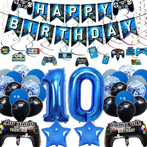 Amazon.com: Vlipoeasn Video Game 10th Birthday Decorations for Boys ...
