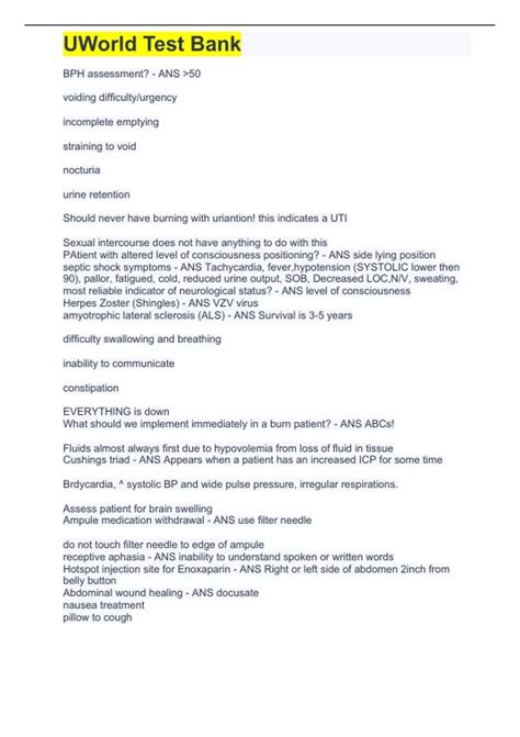 UWORLD Test Bank 2023/2024 Questions and Answers - UWORLD - Stuvia UK