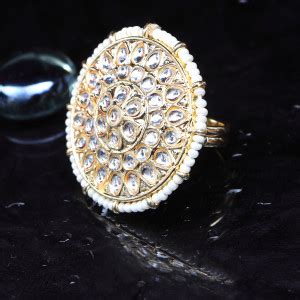 JYONA Traditinal Alloy Kundan Gold Plated Finger Ring for women Alloy ...