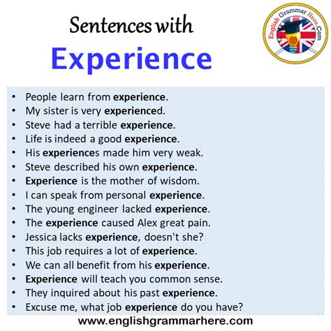 Sentences with Experience, Experience in a Sentence in English ...