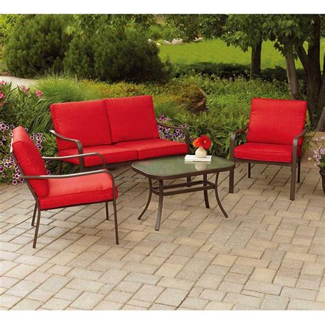 Mainstays Stanton Cushioned 4-Piece Patio Conversation Set, Seats 4 ...