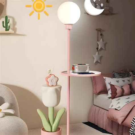 Vintage Tulip Floor Lamp | Lamp With Table Attached | Ping Lighting