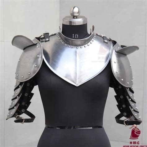 Buy Medieval Gorget & Pauldron Set – 18 Gauge Steel Knight Neck and ...