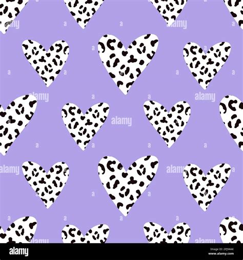 Cheetah Leopard Animal Skin Heart Seamless Pattern Stock Vector Image ...