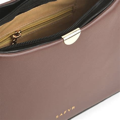 Buy Safyr Grace Brown Solid Sling Bag Online