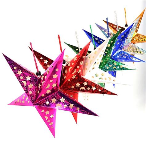 Buy Vibgyor Products Xmas Hanging 3D Hollow Paper Star Lantern Festival ...
