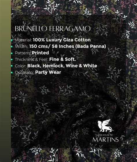 Brunello Ferragamo Floral Dark Print Giza Cotton Fabric – House of Martin