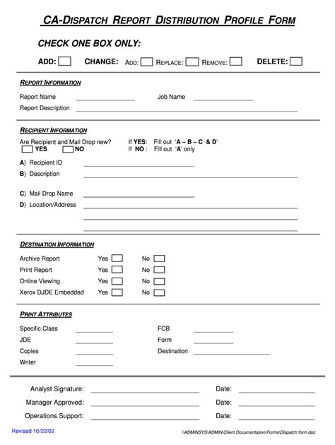 Fillable Online Dispatch formPDF Fax Email Print - pdfFiller