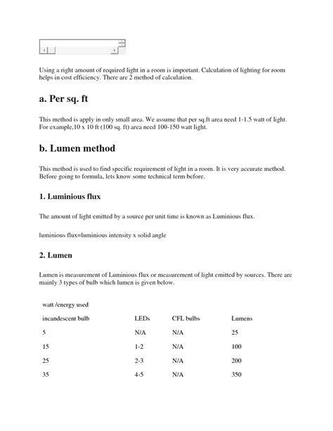 Image result for Lighting Calculation Formula