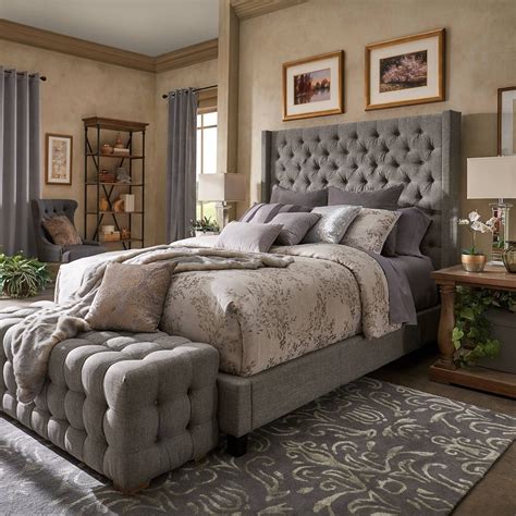 Naples Wingback Button Tufted Tall Headboard Bed by Inspire Q Artisan ...