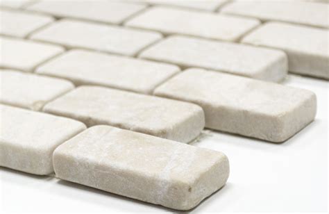 Buy Mosaic Network White Tumbled Marble Natural Stone Kitchen Wall Tile ...