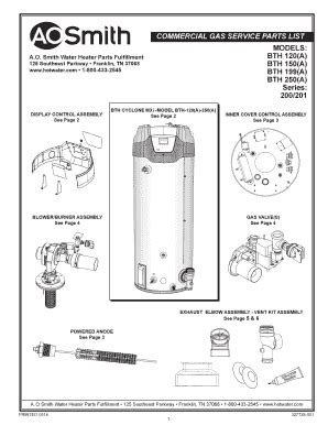 A O Smith Bth 199 200 Parts List - Fill Online, Printable, Fillable ...