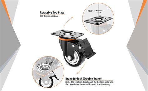 MHS Heavy-Duty Swivel Caster Wheels Set of 4 – PU Rubber, 360° Rotation ...