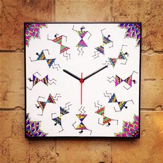 Black and White Handmade Hand Painted Warli Wall Clock- Buy Black and ...