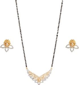 Dahiwal jewellers Premium American Diamond Gold Plated Mangalsutra With ...