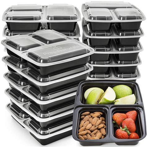 Meal Prep Containers 3 Compartment Plastic Food Containers For Meal ...