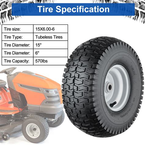 Snapklik.com : 15x6.00-6 Lawn Mower Tires, 4 Ply Tubeless Lawn Mower ...