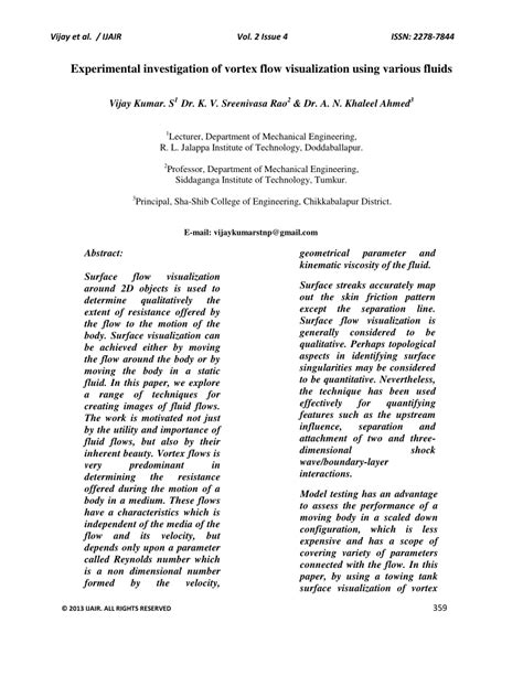 (PDF) Experimental Investigation of Vortex flow Visualization using various fluids
