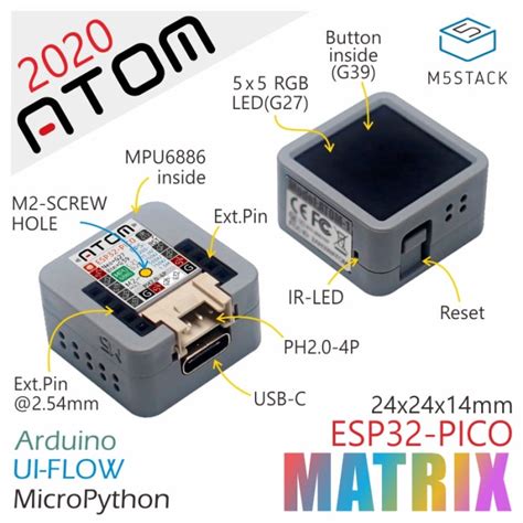C008-B M5Stack | M5Stack ATOM Matrix 32 Bit MCU Development Kit C008-B ...