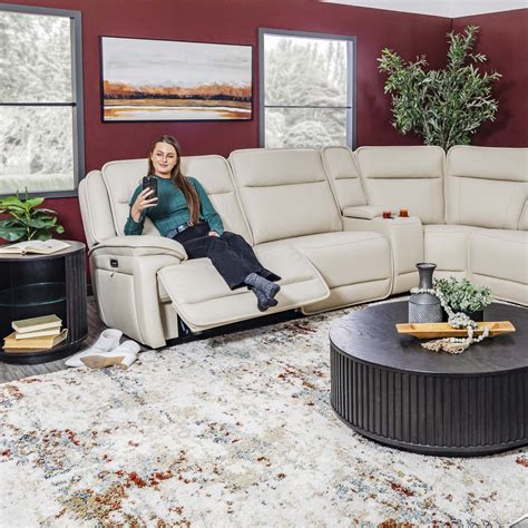 6 PC Leather Dual Power Zero Gravity Recline Sectional - Ashley ...