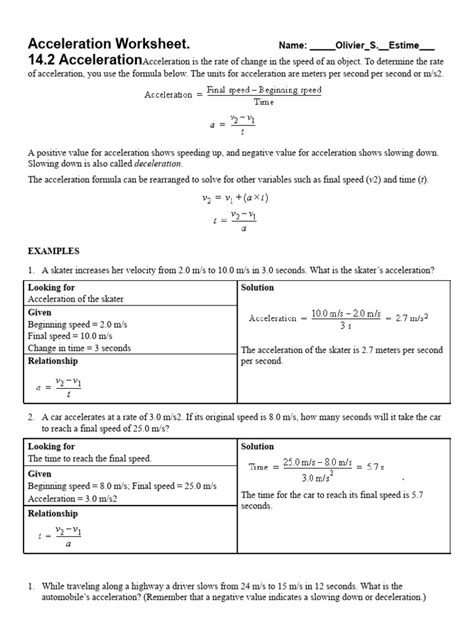 Image result for Physics Acceleration Graphs Worksheet