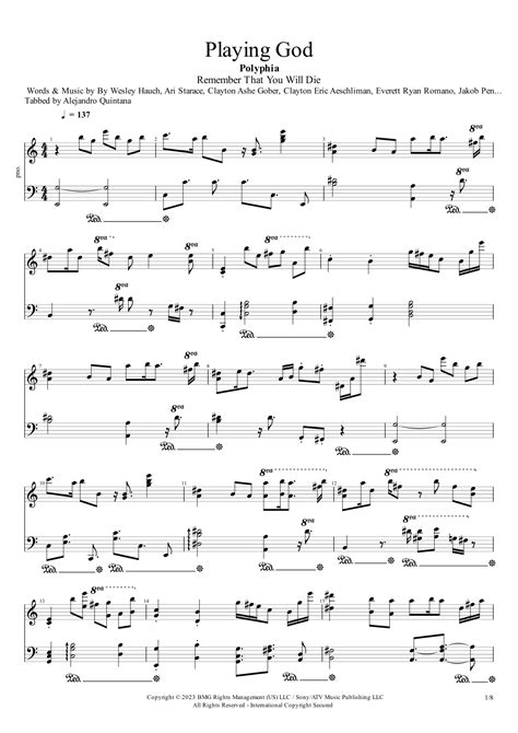 Playing God (arr. Alejandro Quintana Ibáñez) by Polyphia Sheet Music ...