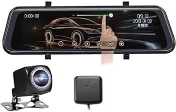 BLACKPOOL 10" IPS Touch Screen Mirror 4K Dash Cam for Car with Dual ...