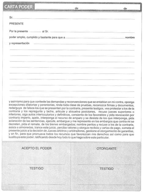Ejemplos de Carta Poder