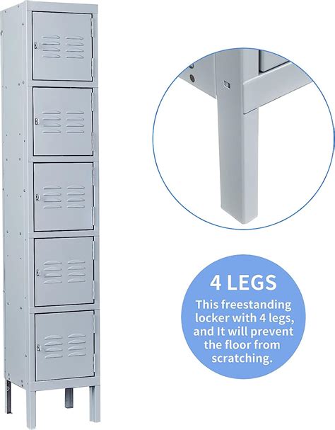 Buy Yizosh Metal Locker with 5 Doors, Tall Steel Storage Lockers for ...