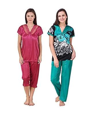 Buy ALF Satin Night Suit Set/Nighty Set - Pack of 2 at Amazon.in