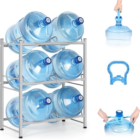 5 Gallon Water Bottle Holder, 3 Tier Water Jug Rack, Water Cooler Jug ...