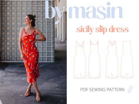 Slip Dress Pattern, Cowl Neck Dress Sewing Pattern, Bias-cut Dress ...