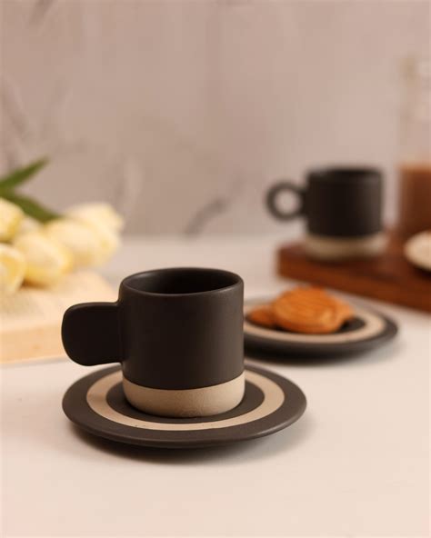 Classic Black Espresso Cup and Saucer Set – Craftribal