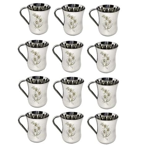 Buy ServEzee Stainless Steel Laser Printed Tea/Coffee Cup, Payali Set ...