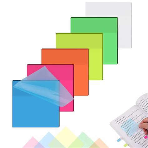SHUTTLE ART Transparent Sticky Notes - 50 Sheets Translucent Waterproof ...