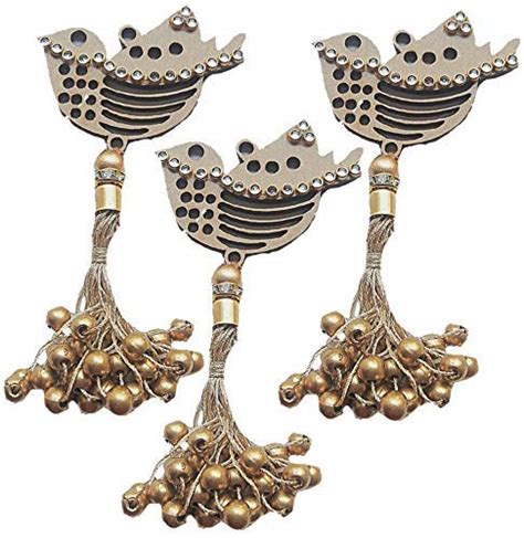 Paushak Boutique Beautiful Wooden Sparrow Kundan Hanging Button for ...