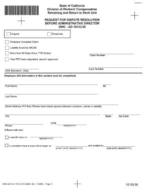 Fillable Online Reset Form State of California Division of Workers ...