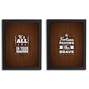 Bravery Wood Finish Quote Wall Frame Combo Set of 2 |Living Room ...