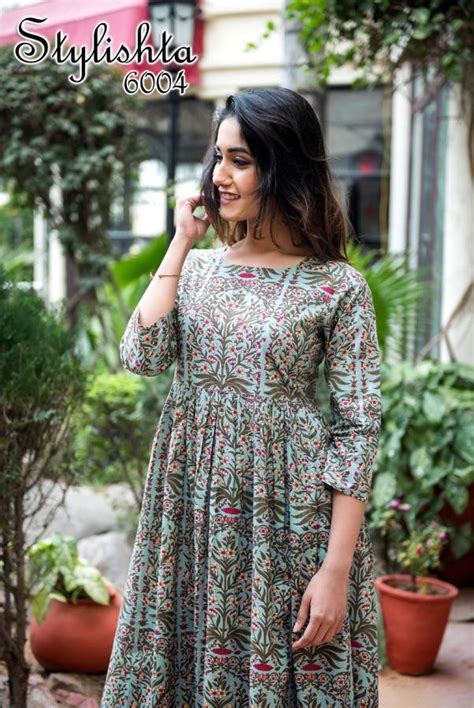 Stylishta 4 Designer Long Gown Style Maslin Kurti